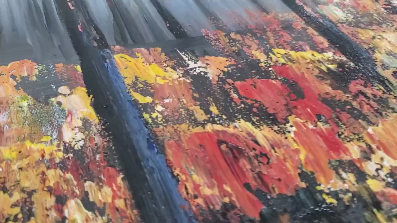 Abstract Trees With Orange Yellow Oil Painting 100% Hand Painted Large Size Canvas Modern Wall Art For Home Decoration