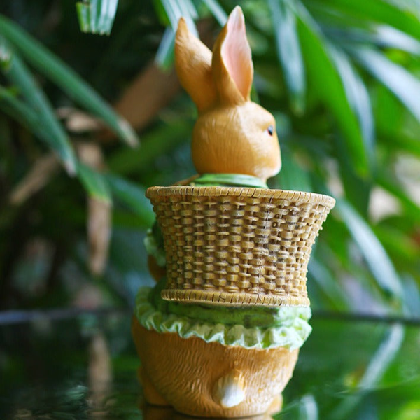 Bunny Family Statue, 15" Outdoor Garden Sculpture, Lawn Patio Decor