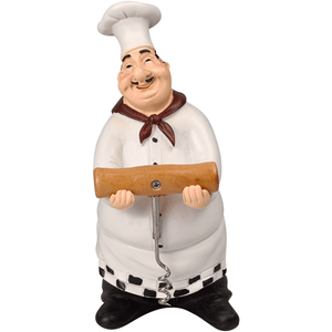 Chef Wine Cork Opener, Resin Statue, Kitchen Restaurant Bar Decor