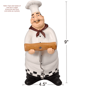 Chef Wine Cork Opener, Resin Statue, Kitchen Restaurant Bar Decor
