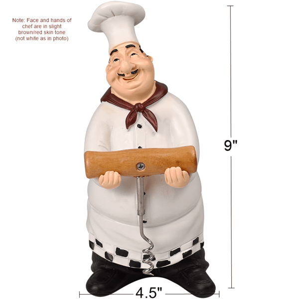 Chef Wine Cork Opener, Resin Statue, Kitchen Restaurant Bar Decor