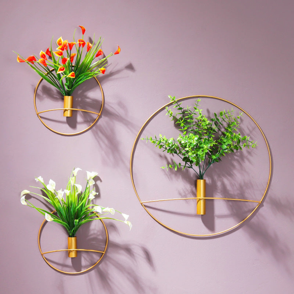 Golden Wall Flower Metal Tube Vase for home decoration by Accent Collection