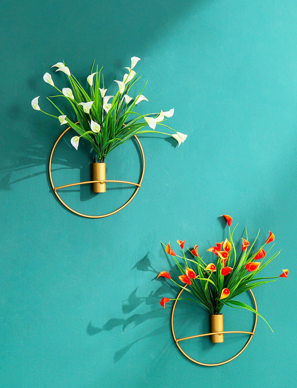 Golden Wall Flower Metal Tube Vase for home decoration by Accent Collection