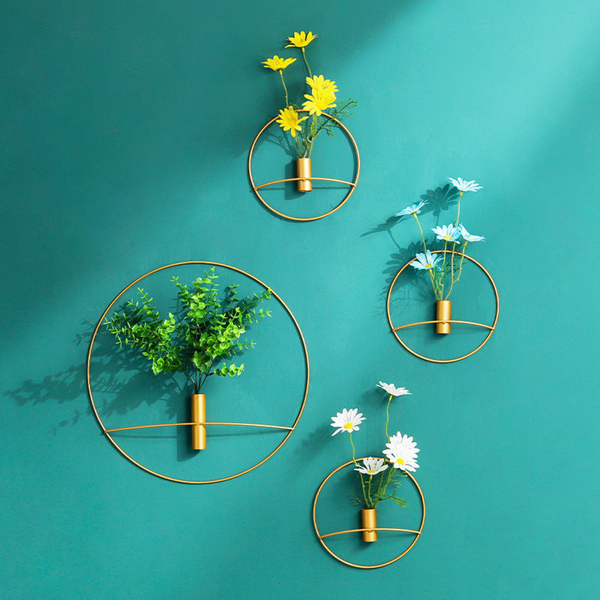 Golden Wall Flower Metal Tube Vase for home decoration by Accent Collection