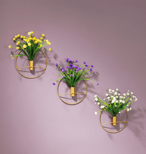 Golden Wall Flower Metal Tube Vase for home decoration by Accent Collection