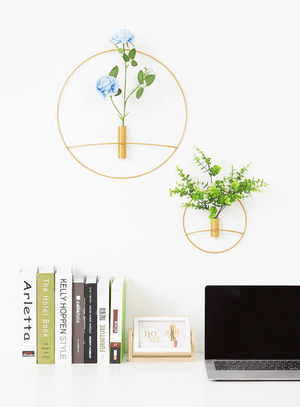 Golden Wall Flower Metal Tube Vase for home decoration by Accent Collection