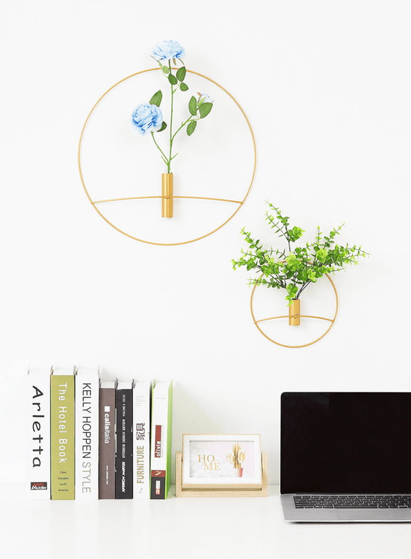 Golden Wall Flower Metal Tube Vase for home decoration by Accent Collection
