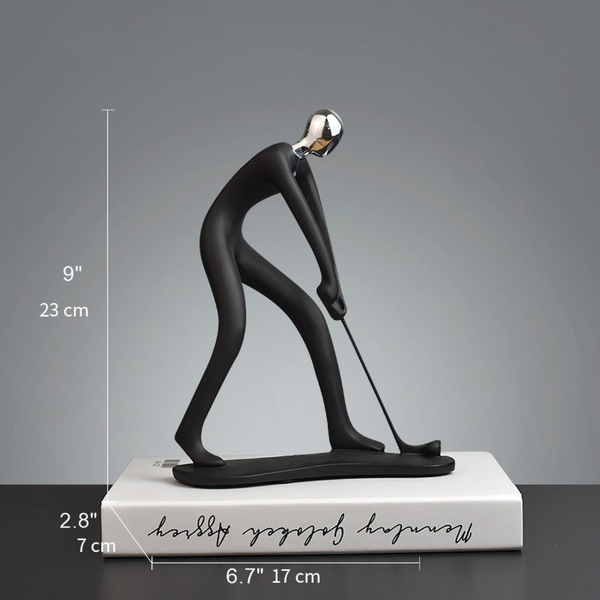Golfer Black Statue for Desk Accessory | Office Decoration by Accent Collection