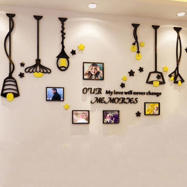 Modern 3D Decorative Lamps and Photo Frames Wall Stickers by Accent Collection