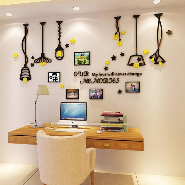 Modern 3D Decorative Lamps and Photo Frames Wall Stickers by Accent Collection