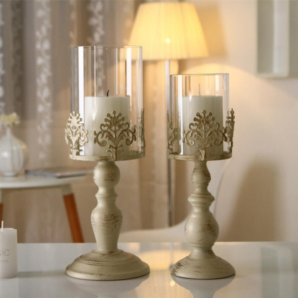 Retro Candle Holder Set, 15" 13" 10" Classy Tabletop Decorations