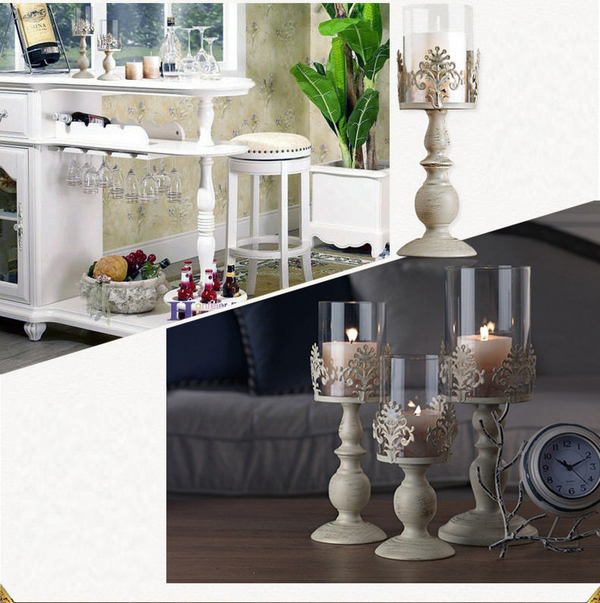 Retro Candle Holder Set, 15" 13" 10" Classy Tabletop Decorations