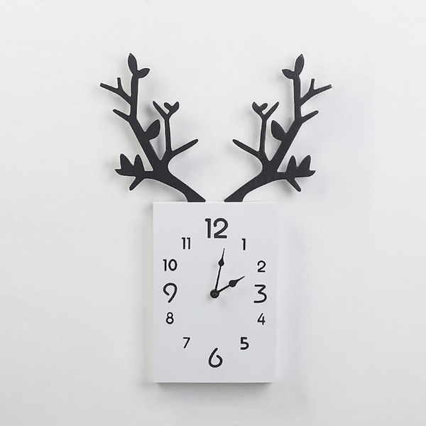 Wooden Deer Clock for Home Décor White / 7.5*20 Inch by Accent Collection Home Decor