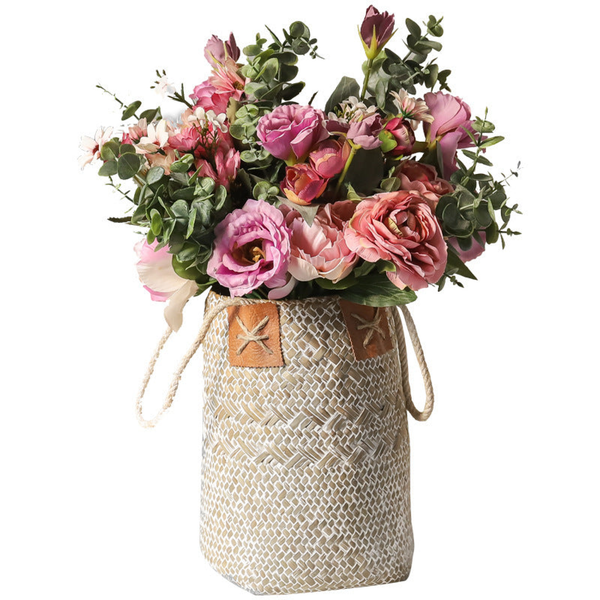 Woven Small Basket for Dry Flowers, 11" Flower Holder Tabletop Decor