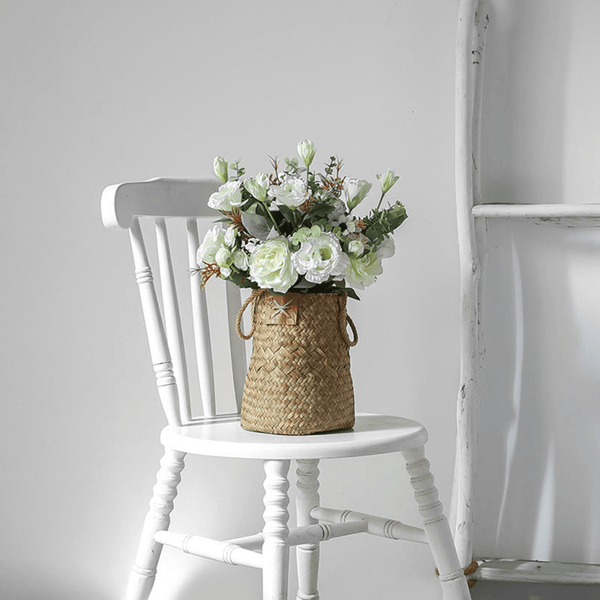 Woven Small Basket for Dry Flowers, 11" Flower Holder Tabletop Decor