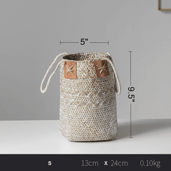 Woven Small Basket for Dry Flowers, 11" Flower Holder Tabletop Decor
